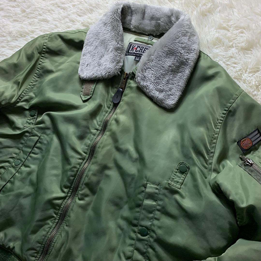 【雰囲気抜群】K CREW フライトジャケット B-15 カーキ LL