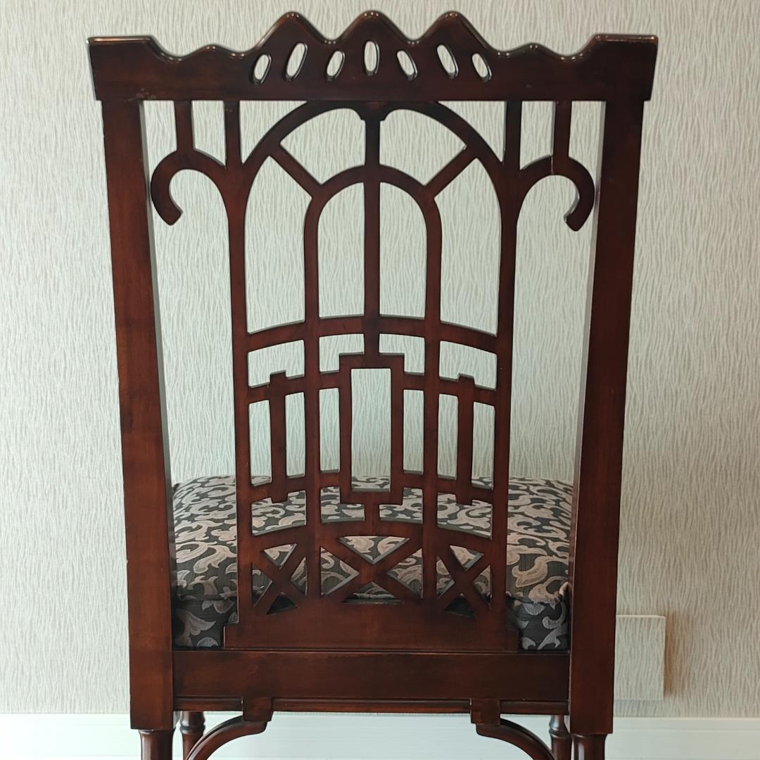 シノワズリ　ヴィンテージチェア　透かし彫り　リビングチェア②