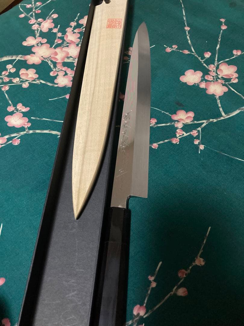 柳刃包丁 黒檀　木製鞘付き　鐵剱良政本焼　新品未使用　尺　即購入可