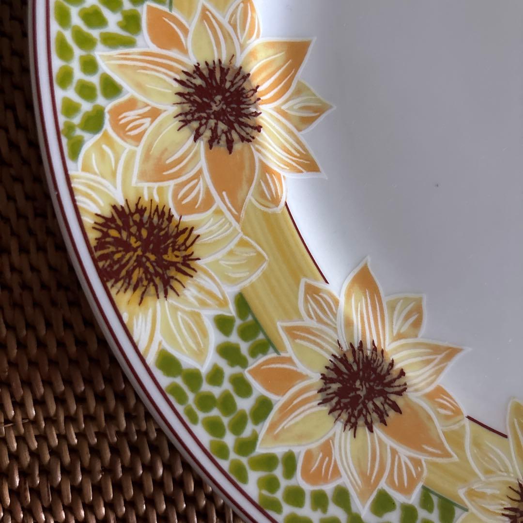 ひまわり柄 陶磁器皿大中セット