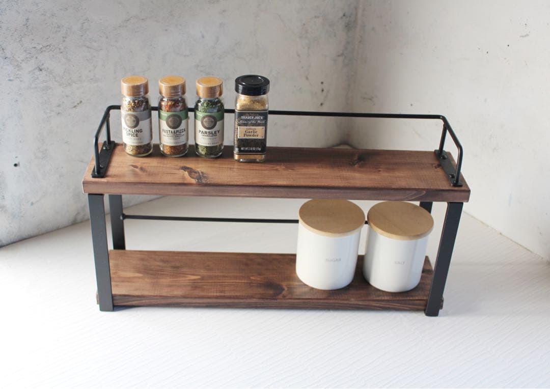 R..！アイアン2段スパイスラック・調味料棚・49 cm
