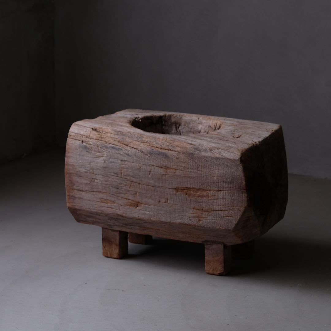 古い木鉢　木皿 臼 こね鉢 プランター オブジェ プリミティブ アンティーク