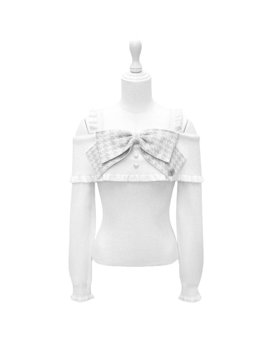 HONEYMEW ハニーミュウ ビッグリボンオフショルニットトップス Fサイズ