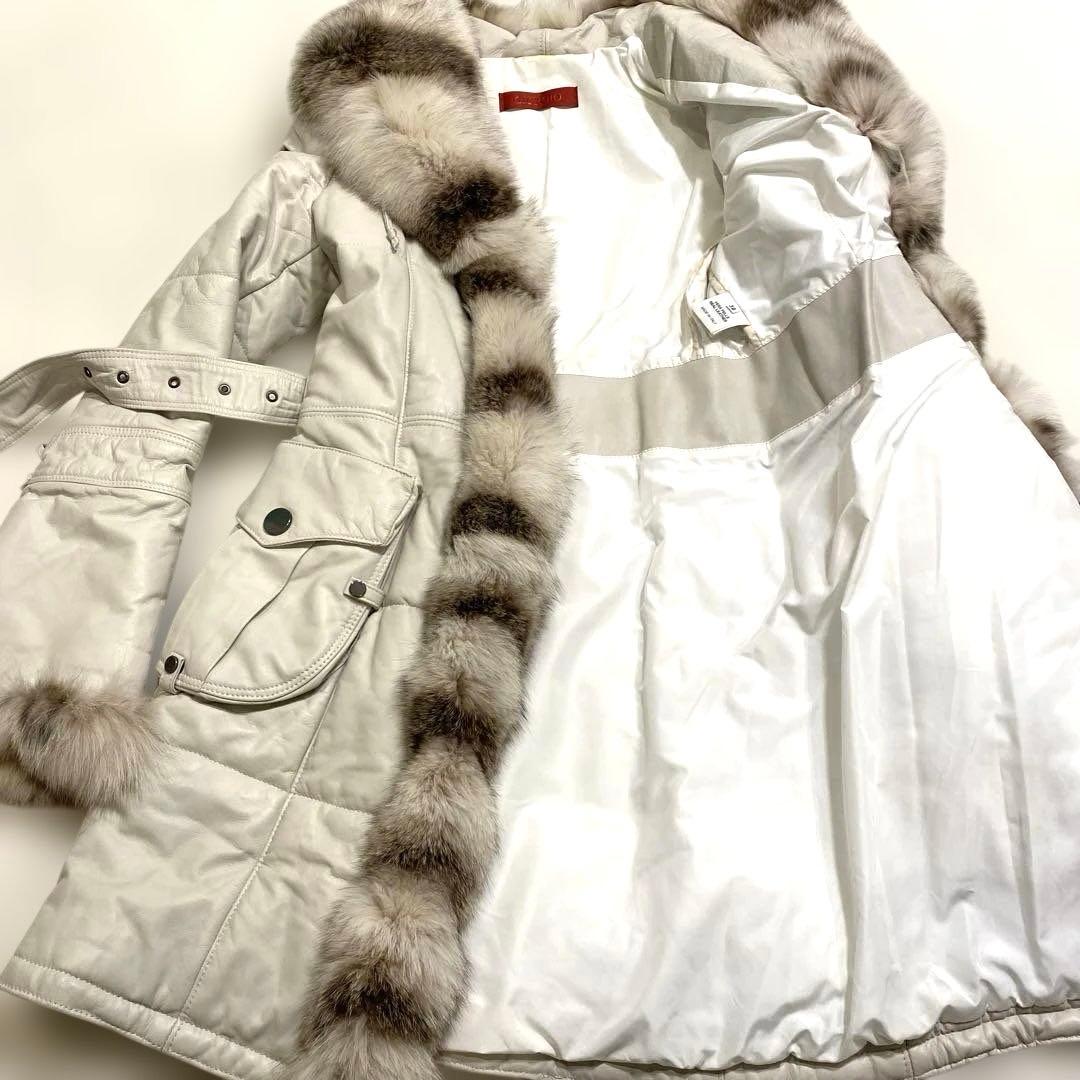 GIORGIO ラムレザーコート フォックスファー 38サイズ ベルトつき
