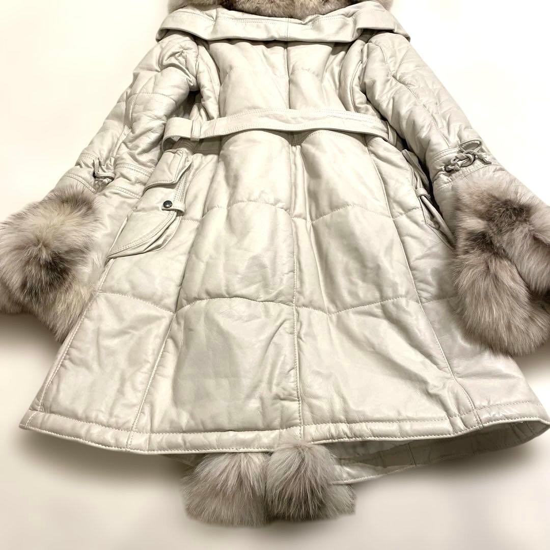 GIORGIO ラムレザーコート フォックスファー 38サイズ ベルトつき