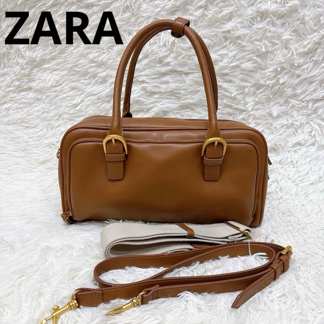 未使用級✨✨ZARA ザラ　ジッパーボストンバッグ　キャメル