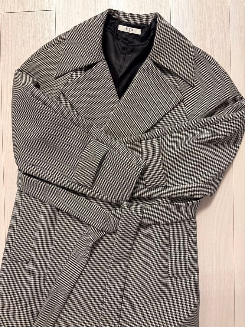 SHE TOKYO 千鳥格子柄ロングコート