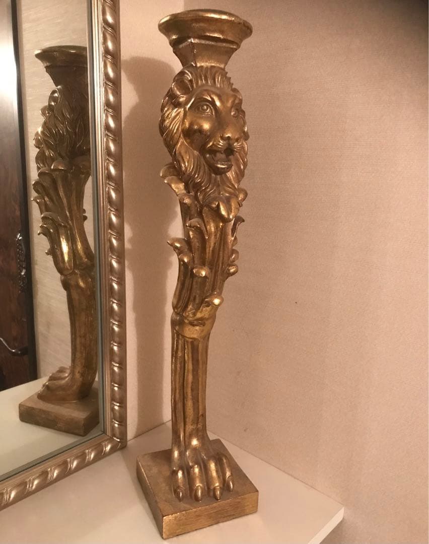 値下げ◆希少◆Dubai◆ライオン◆ゴールド◆蝋燭台◆ドバイ◆ロココ