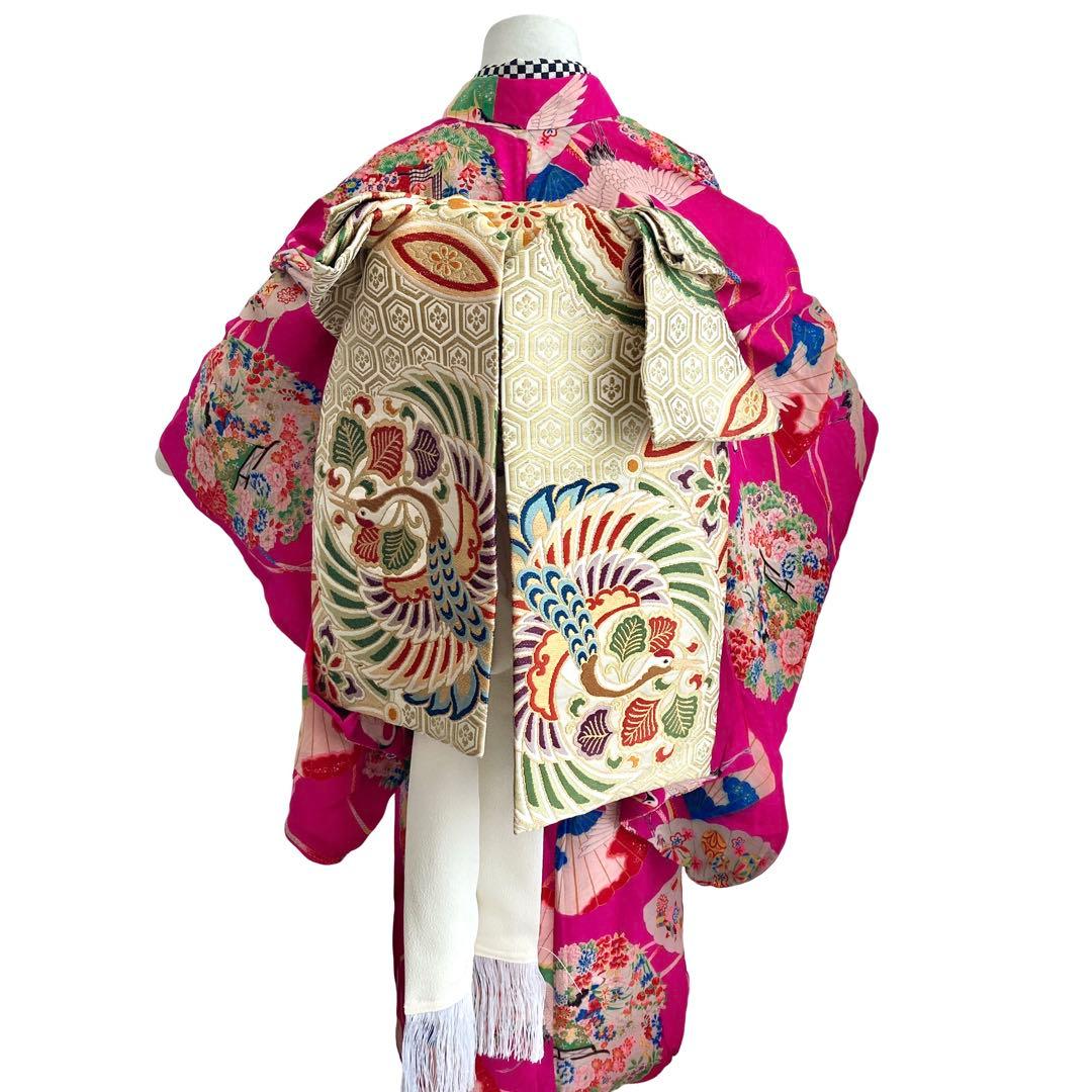 アンティーク女の子 鶴 子供着物 七五三 アンティーク着物 NO8