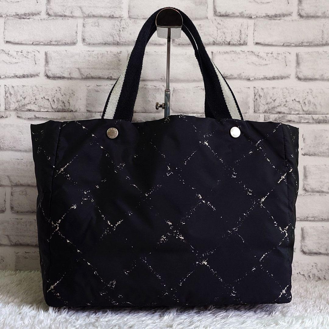 シャネル トラベルライン トートバッグ A4収納可能 ブラック シルバー金具