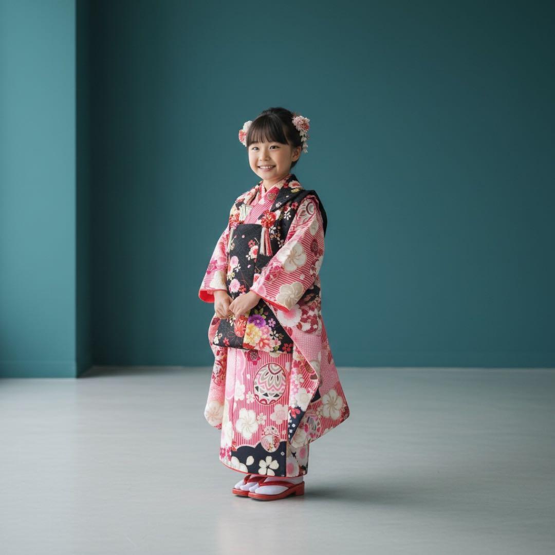 ◎mk-1051　女児　七五三　着物・被布セット　3歳　　11-20