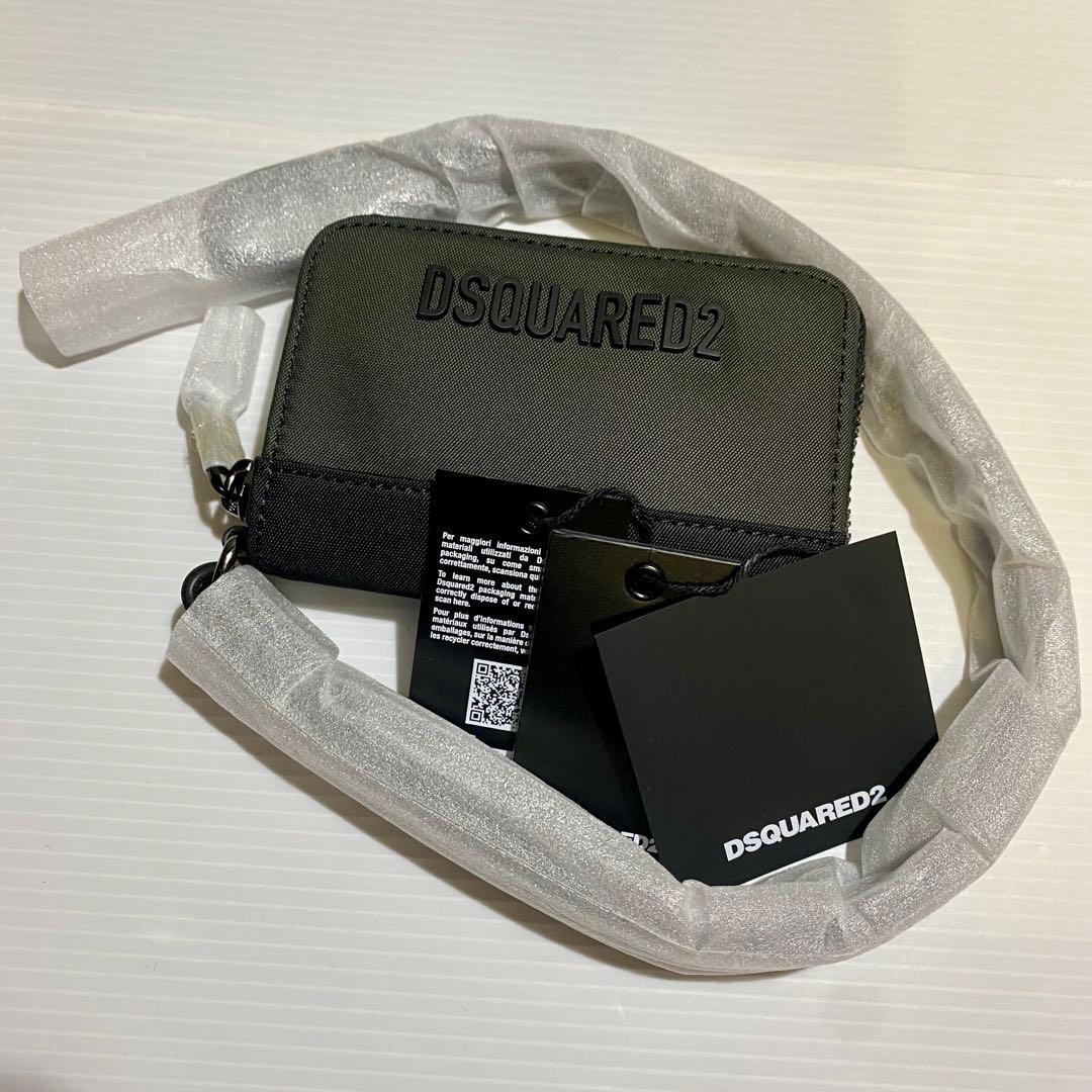 【未使用品】Dsquared2　ロゴジップミニウォレット　ブラック×カーキ