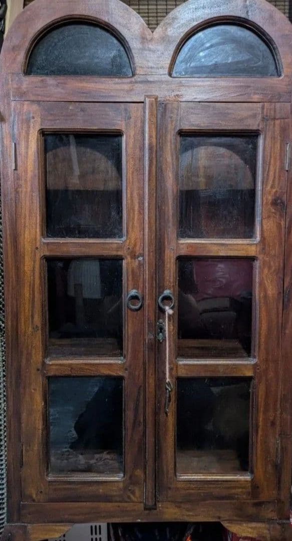 【レア送料無料】アジアンアンティーク調　ドーム型キャビネット　ダークブラウン