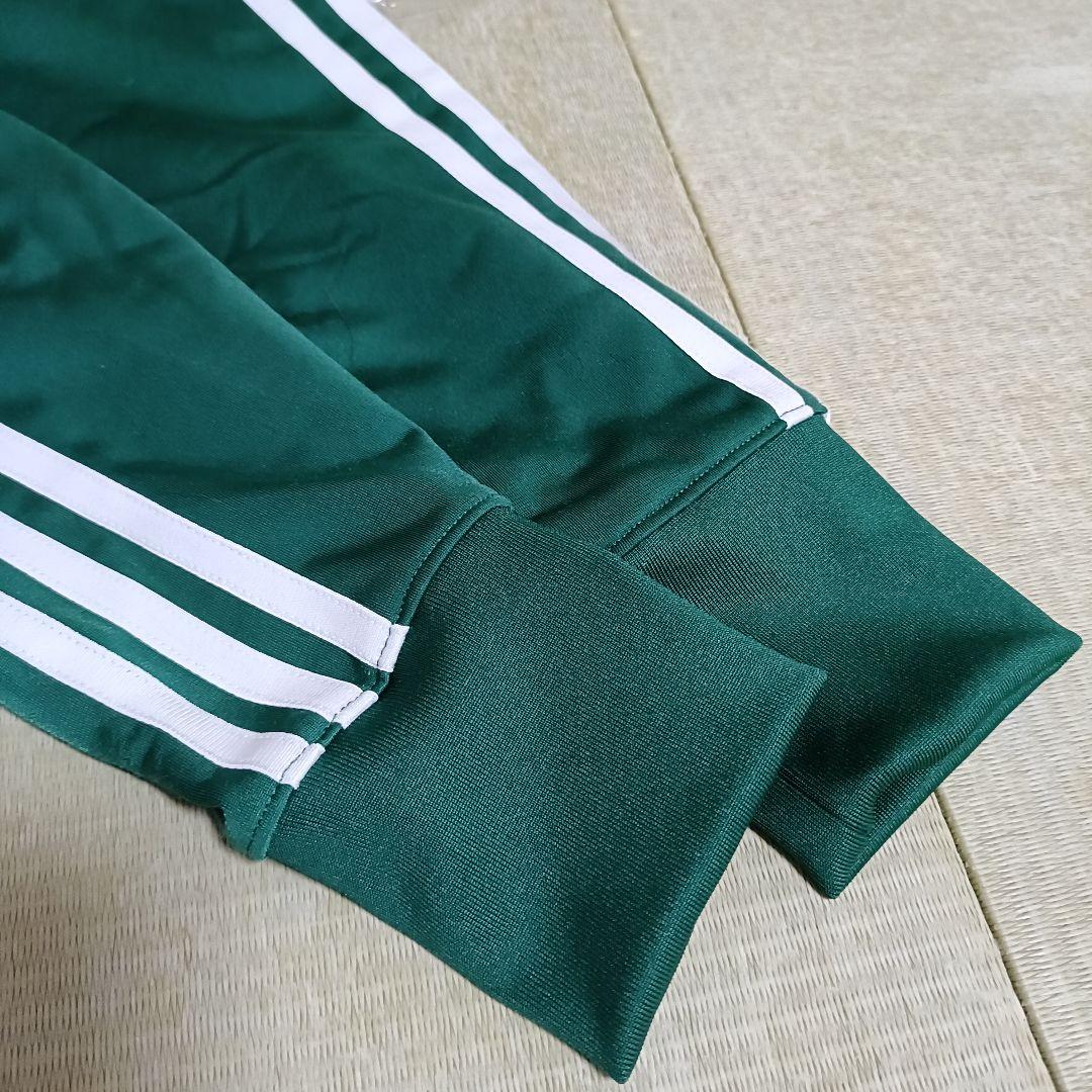 アディダス 緑 ファイヤーバード 襟高 トラックトップ ジャージ 女性L人気短丈