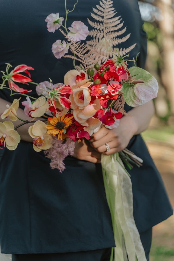 アーティフィシャルフラワー ブーケ　ブートニア付き