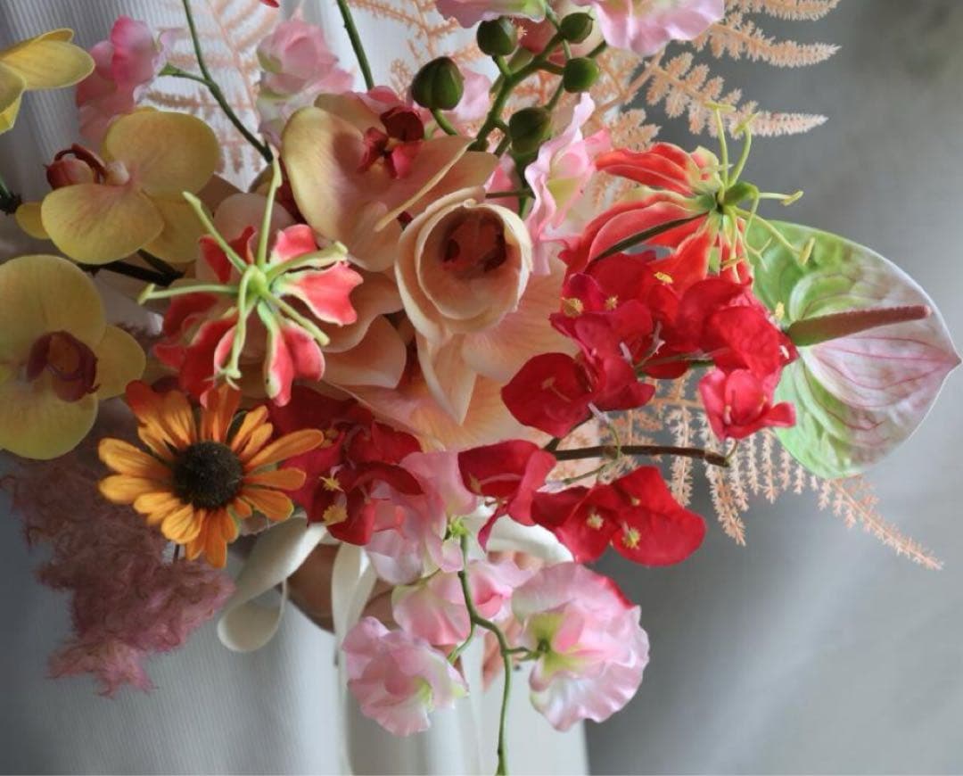 アーティフィシャルフラワー ブーケ　ブートニア付き