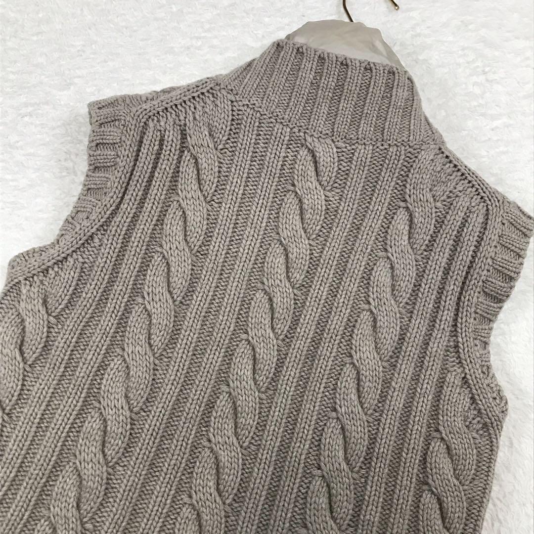 【希少】モンクレール ケーブルニット切り替えダウンベスト ベージュ　S