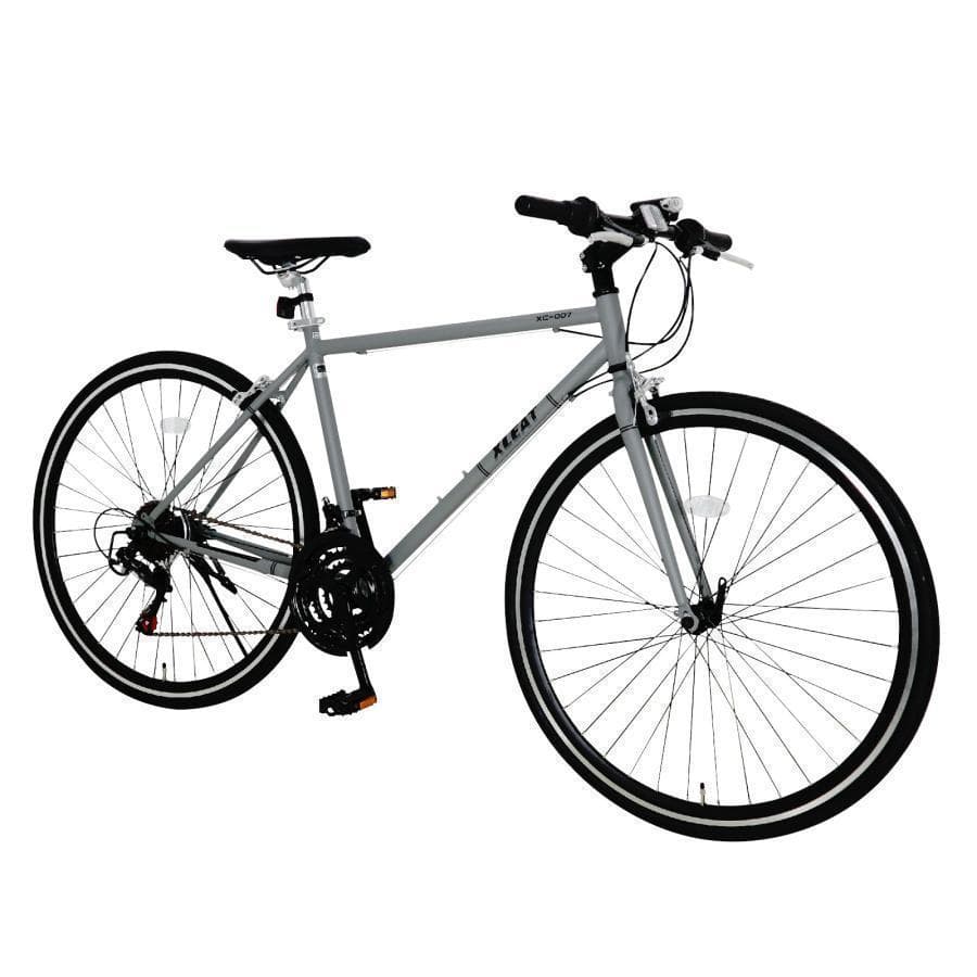 Y2450クロスバイク 700c自転車21段変速 シマノ製軽量 スタンド付グレー