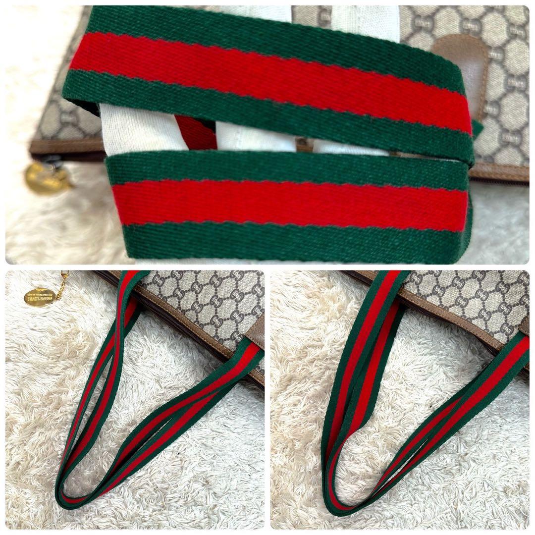 【美品】グッチ トートバッグ シェリーライン GGプラス ベージュ