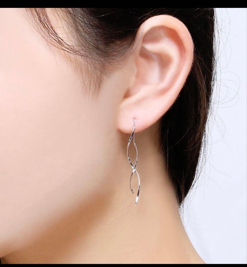 ジュエリーツツミ プラチナピアス 両耳/ウェーブライン/スウィング/PT850