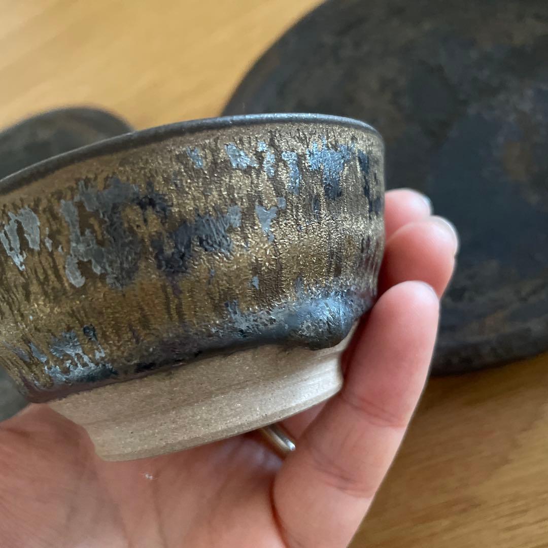 希少　姫野翔太　金彩シリーズ3点セット ケーキ皿　お猪口　ぐい呑み