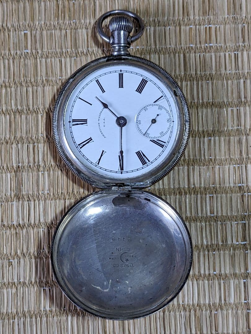 ♦ウォルサム社 銀製鉄道懐中時計 1800年代末頃 アメリカ国内製造 骨董品