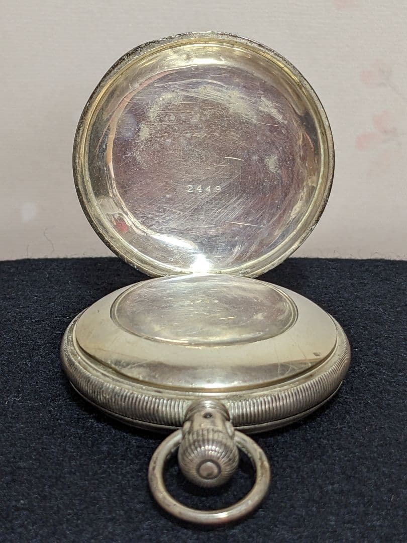 ♦ウォルサム社 銀製鉄道懐中時計 1800年代末頃 アメリカ国内製造 骨董品