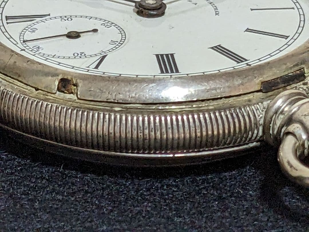 ♦ウォルサム社 銀製鉄道懐中時計 1800年代末頃 アメリカ国内製造 骨董品