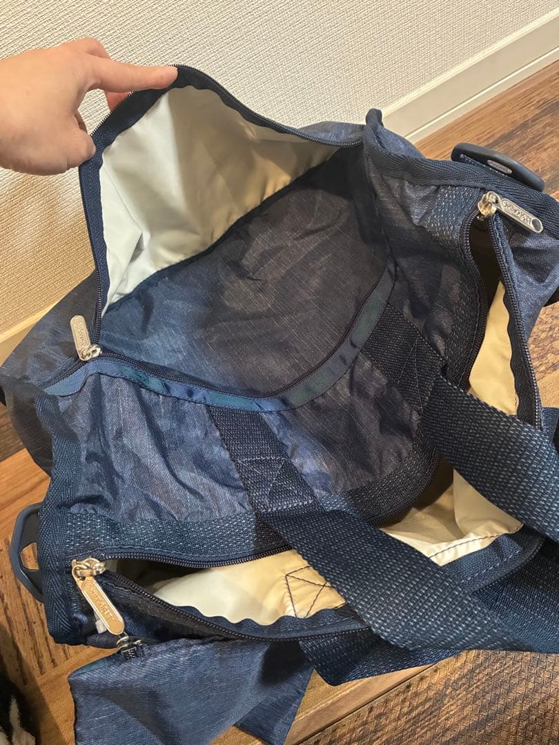 新品　レスポートサック ボストンバッグ　濃いデニムブルー×ネイビー