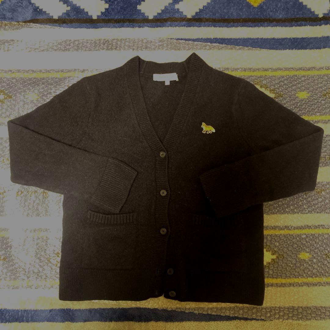 ベイビー フォックス Vネック カーディガン　黒　メゾンキツネ