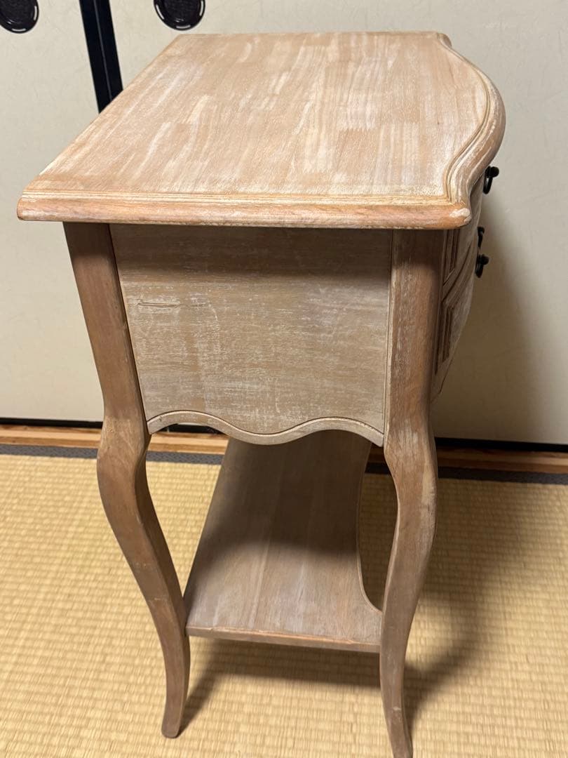 アンティーク調 サイドテーブル　花台 二段　インテリア シャビーシック シャビー