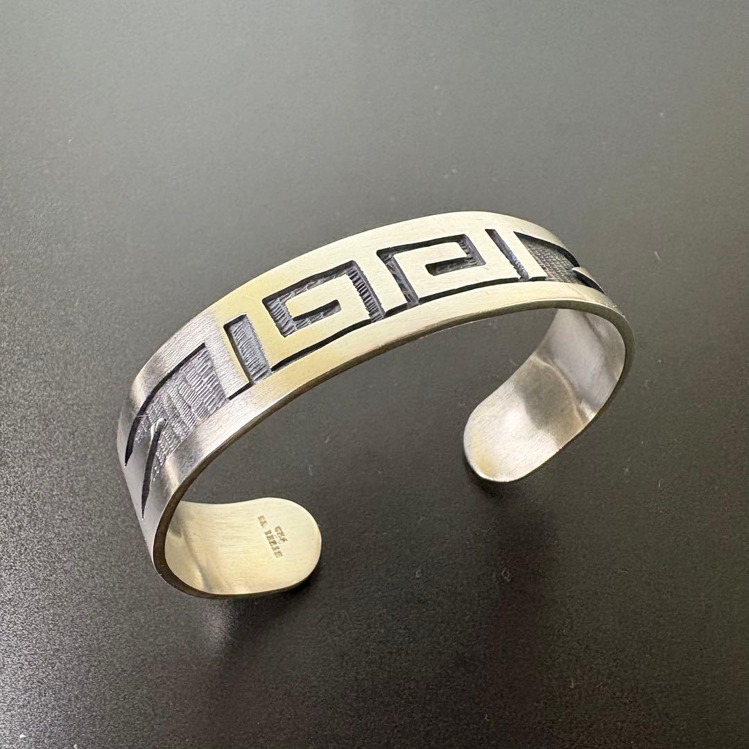 【ヤングマン】オーバーレイ　シルバーバングル　シルバー925 重厚