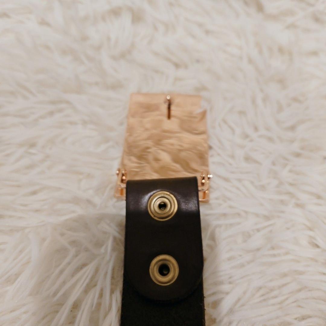 美品 RED MOON レッドムーン ベルド ロゴ刻印 ブラウン プレート 本革