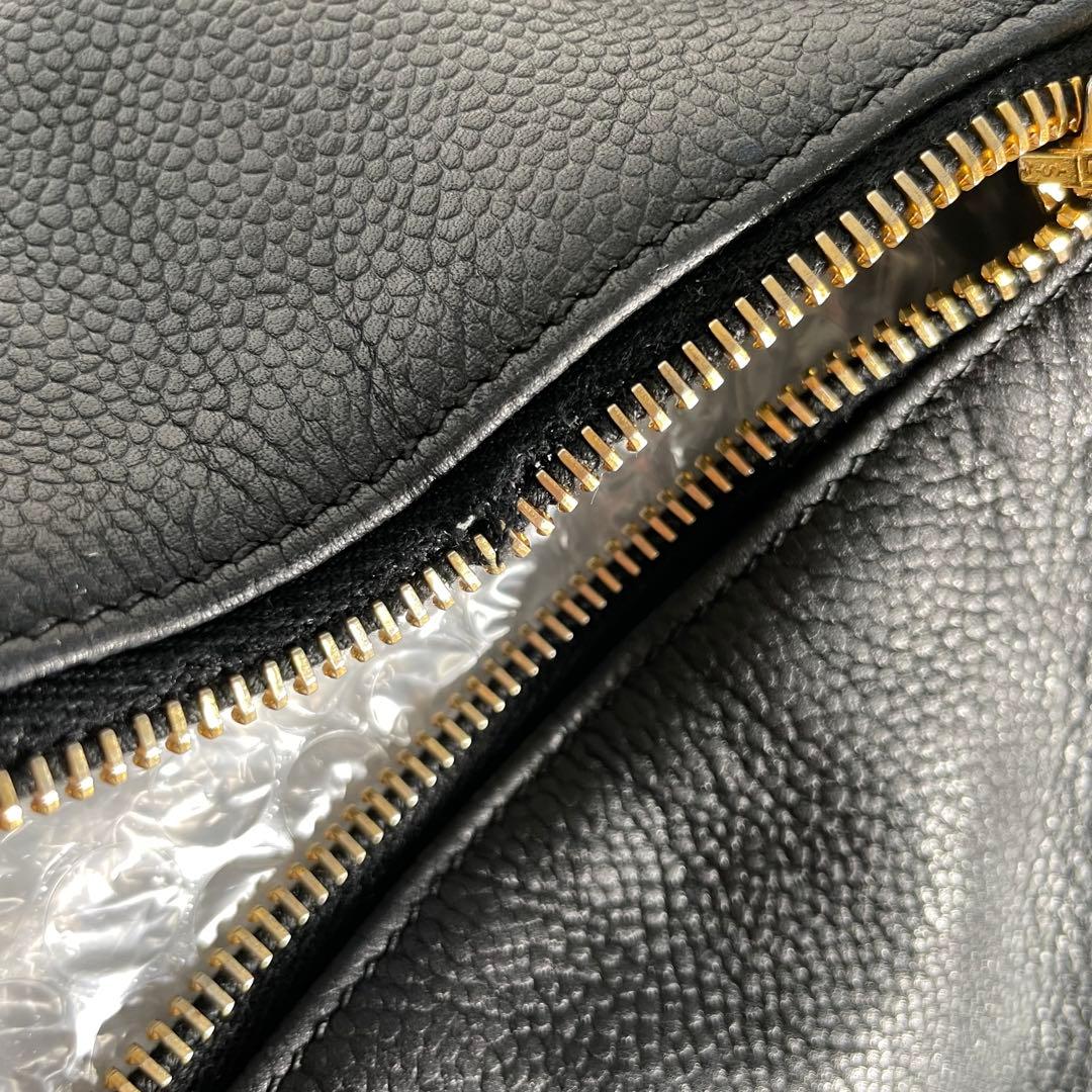 シャネル ボストンバッグ ハンドバッグ キャビアスキン　レザー ブラック