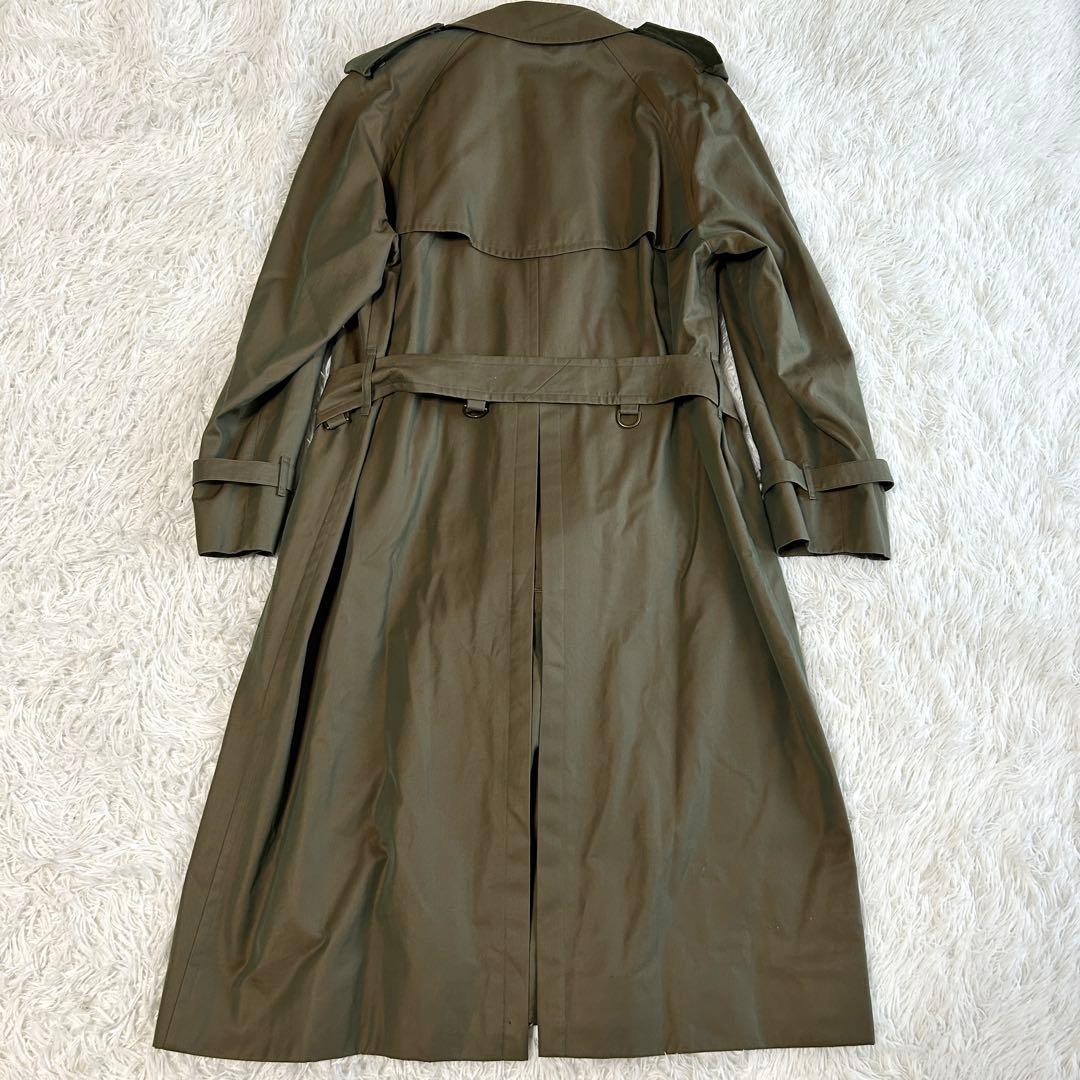 未使用級！バーバリー　トレンチコート　ベルト完備　玉虫色　ロング丈　Lサイズ相当