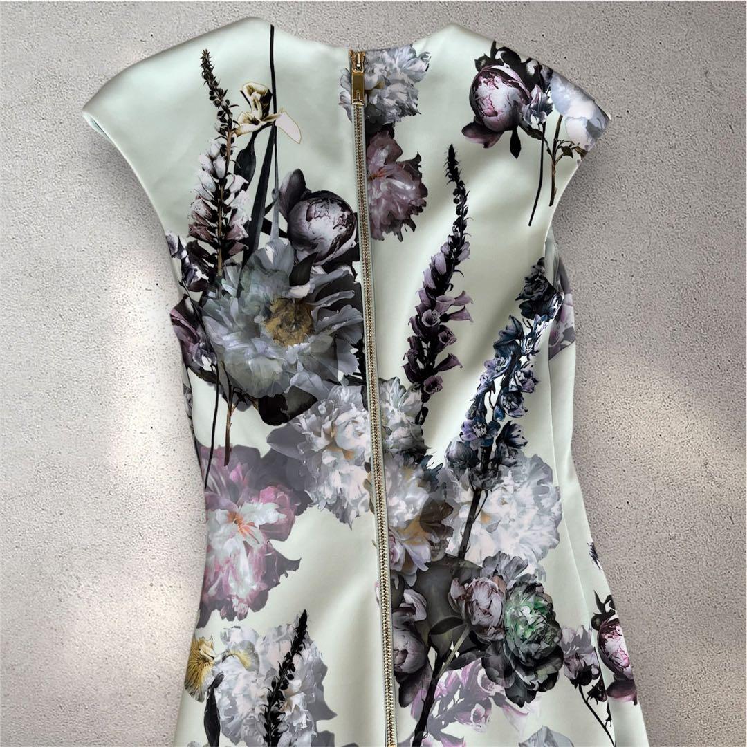 【極美品】TED BAKER 0 花柄 ワンピース ミント　フォーマル