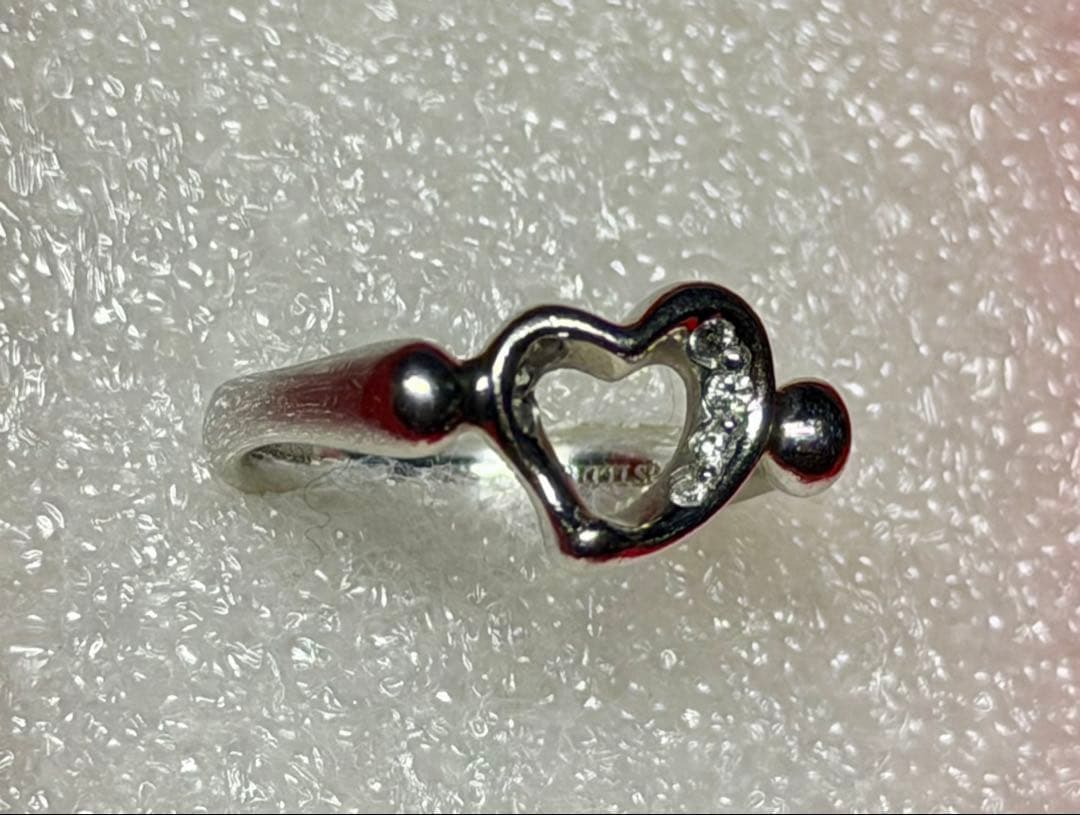 ティファニー リング オープンハート ダイヤモンド PT950 7号 【中古】