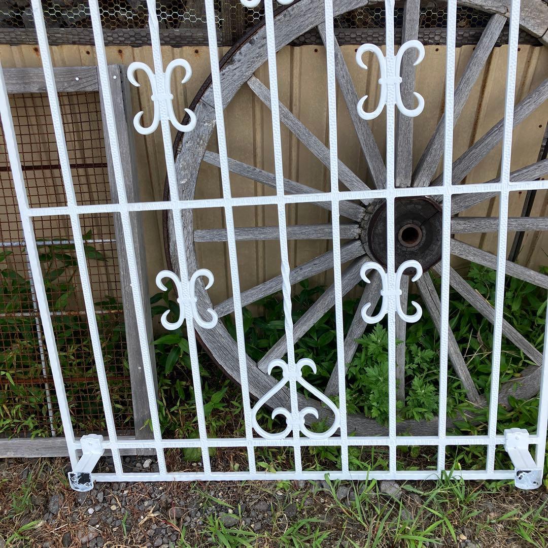 白 面格子 アイアン フェンス 窓枠 ガーデニング ハートフェンス 格子