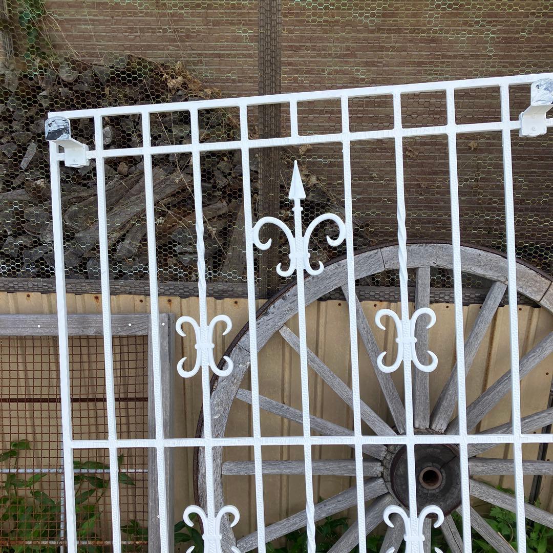 白 面格子 アイアン フェンス 窓枠 ガーデニング ハートフェンス 格子