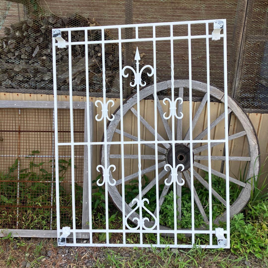 白 面格子 アイアン フェンス 窓枠 ガーデニング ハートフェンス 格子