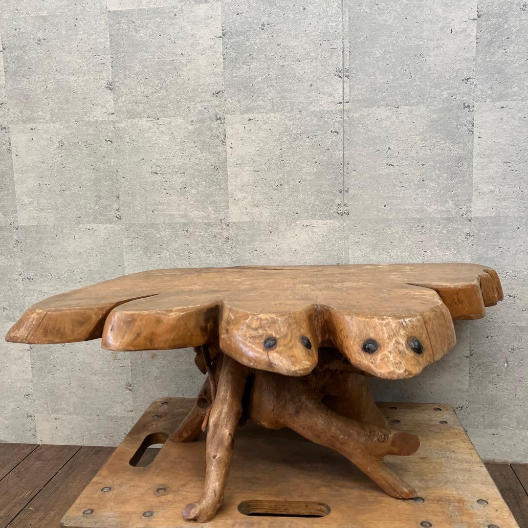 昭和レトロ 木製 一枚板 八咫烏 脚付き 座卓 センターテーブル ローテーブル