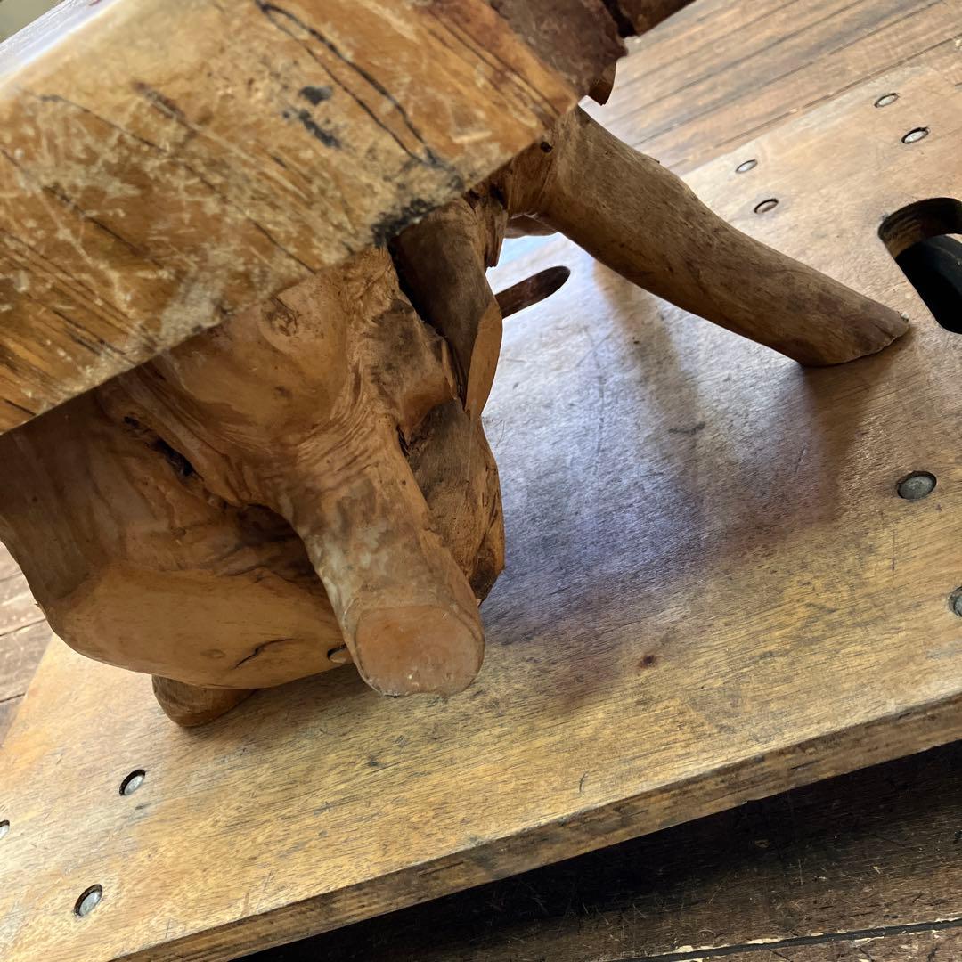 昭和レトロ 木製 一枚板 八咫烏 脚付き 座卓 センターテーブル ローテーブル