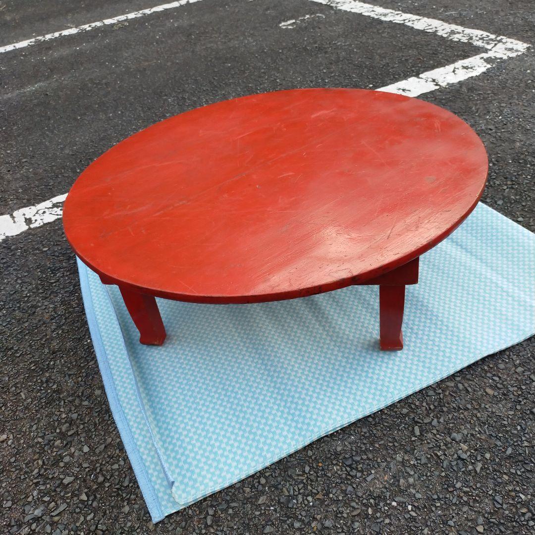 昭和レトロ　ちゃぶ台　アンティーク家具　折りたたみ丸テーブル