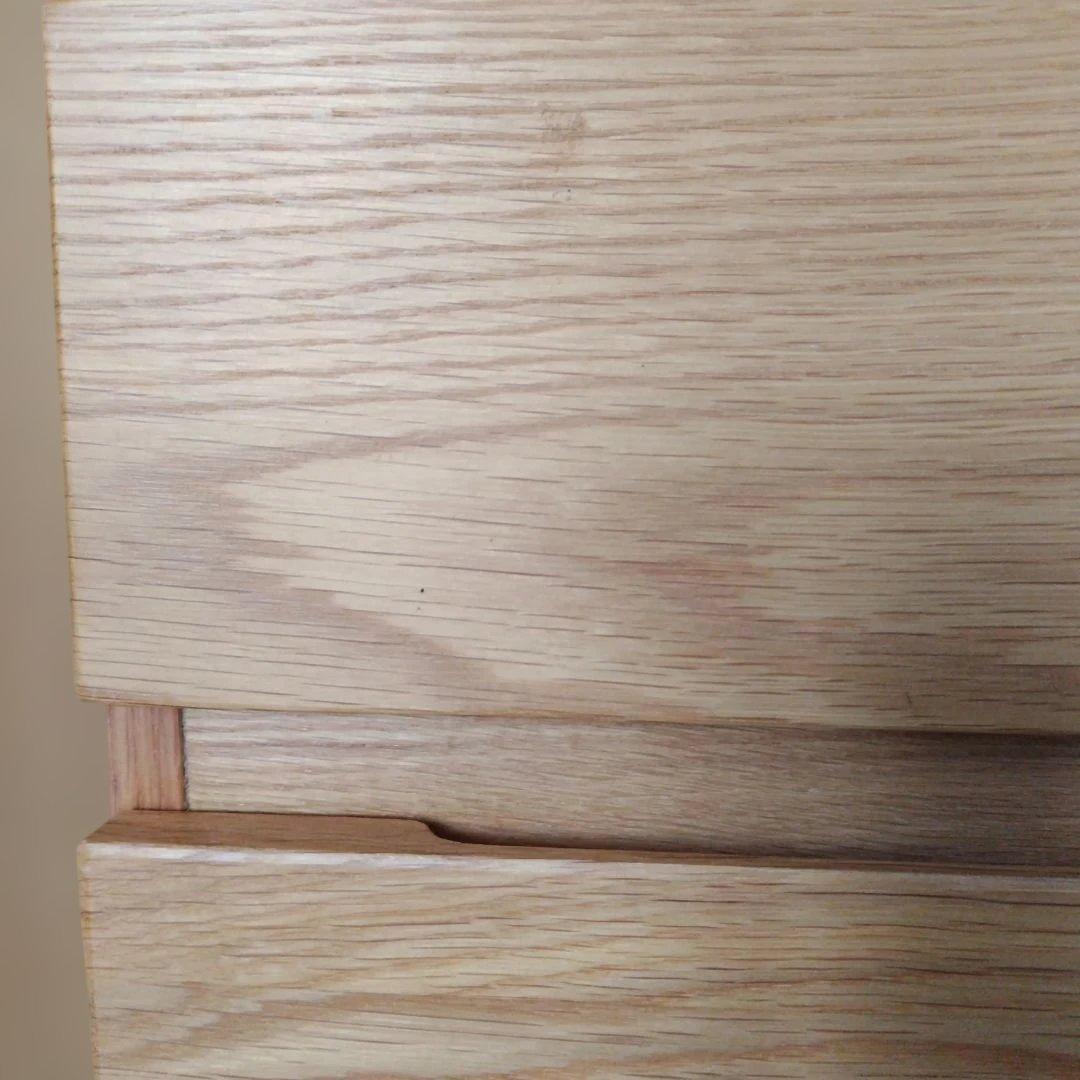 無印良品　オーク無垢材　デスクキャビネット ワイド引出2段