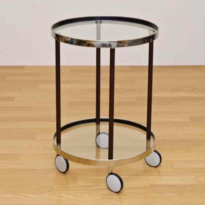 キャスター付き　ガラスサイドテーブル　BR/CM