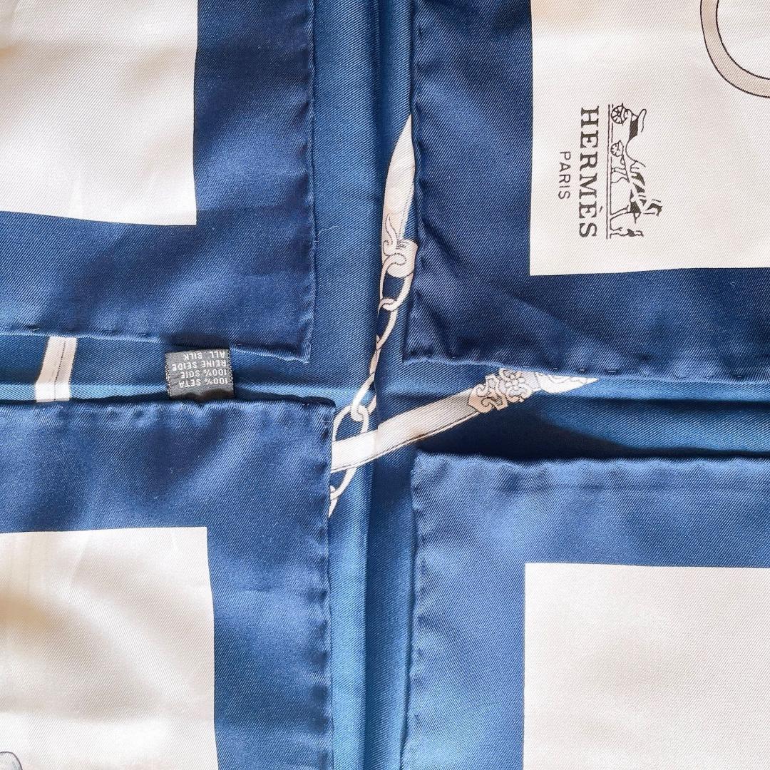 エルメス　カレ90 馬具デザイン　スカーフ　シルク100％