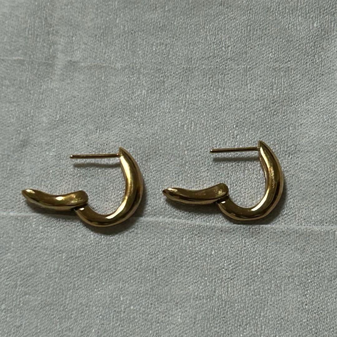 美品　ete チャンキーハグピアス　イエローゴールド　シルバー925 両耳