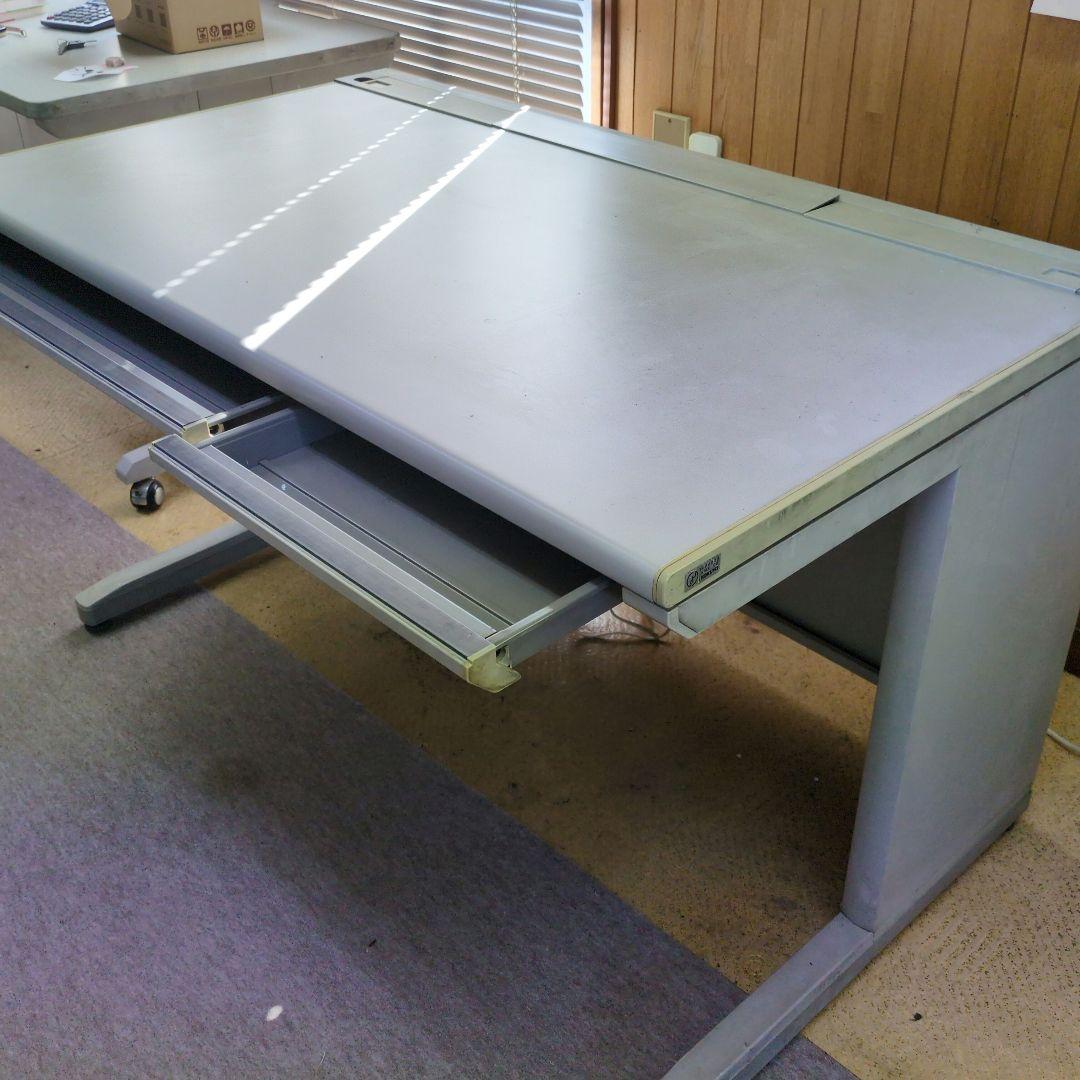 シルバー 引き出し付きデスク