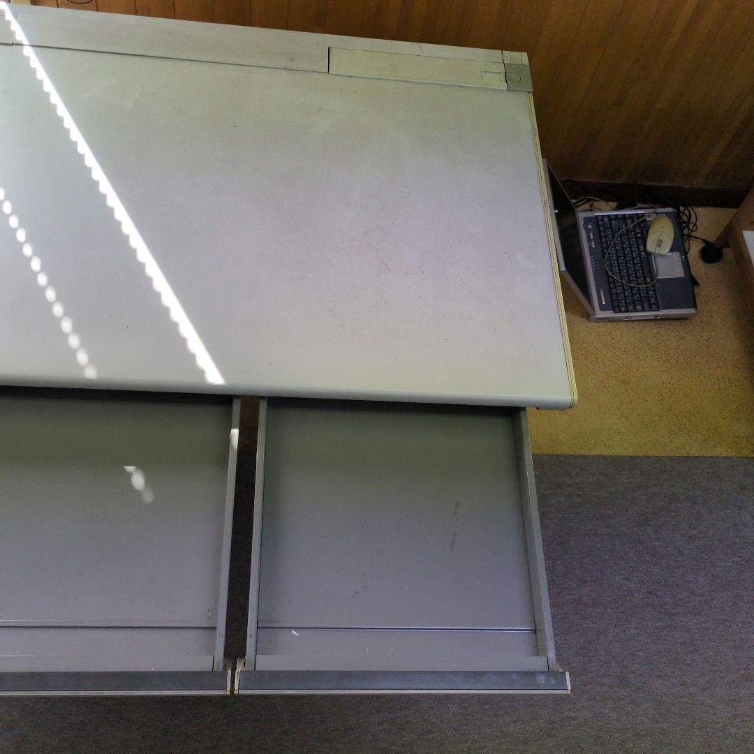 シルバー 引き出し付きデスク