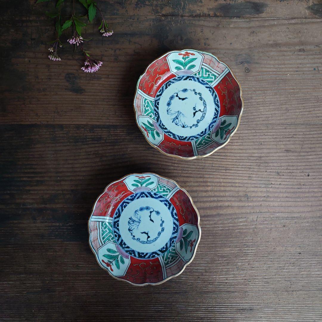 【ご成約】古伊万里 赤絵金彩 花文 なます皿と骨董の器 おまとめ